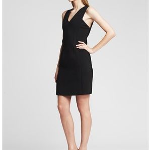 V-neck black sheath dress